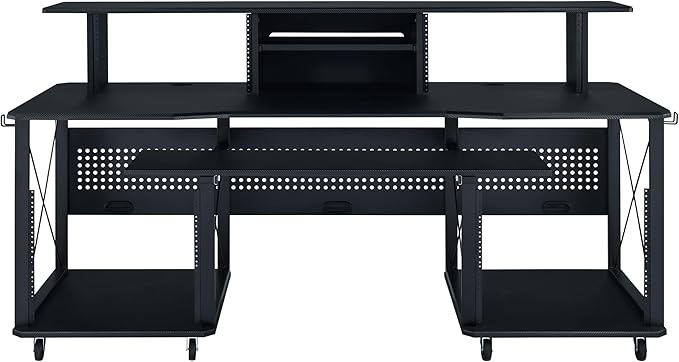 Acme Furniture Metal and Wooden Music Desk with Wheels, Black