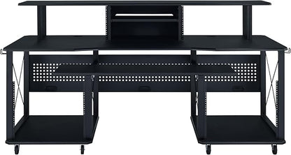 Acme Furniture Metal and Wooden Music Desk with Wheels, Black