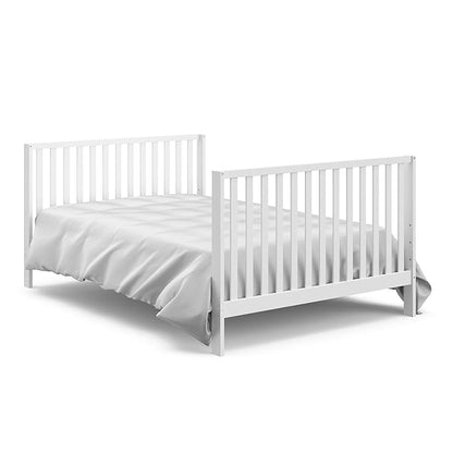Storkcraft Orchard 5-in-1 Convertible Crib (White) – GREENGUARD Gold Certified, Canopy Style Baby Crib, Converts from Crib to Toddler Bed, Daybed and Full-Size Bed, Fits Standard Crib Mattress