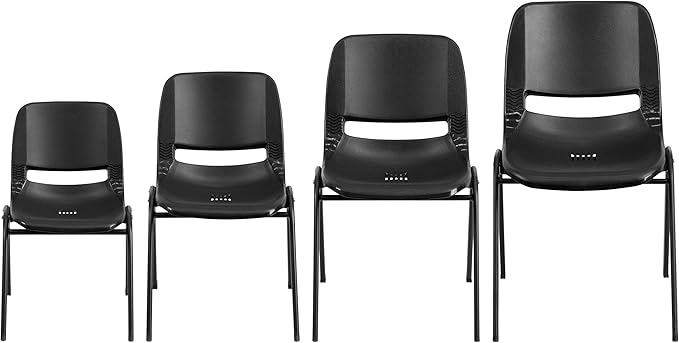 Flash Furniture HERCULES Series 440 lb. Capacity Kid's Black Ergonomic Shell Stack Chair with Black Frame and 12" Seat Height, Set of 1