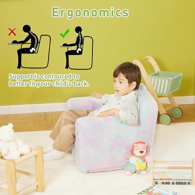 Toddler First Chair, Baby Chairs Comfy Toddler for Boys and Girls for Ages 18 Months and Up, Fits Any Decor (light-colored tie-dye)
