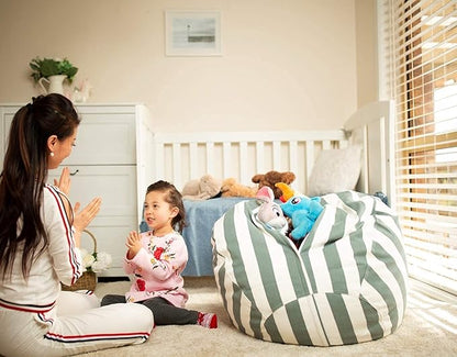 Wekapo Stuffed Animal Storage Bean Bag Chair Cover for Kids | Stuffable Zipper Beanbag for Organizing Children Plush Toys Large Premium Cotton Canvas (Gray, XX-Large)