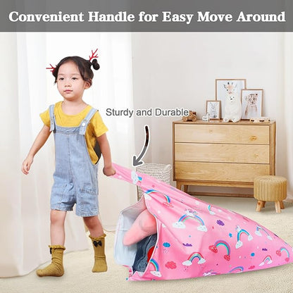 Jorbest Unicorns Stuffed Animal Storage Bean Bag Chair for Kids and Adults, Unicorns Rainbow Bean Bag Stuffed Animal Storage, Luxury Velvet Stuffie Seat - Cover ONLY (200L/52 Gal, Rainbow)