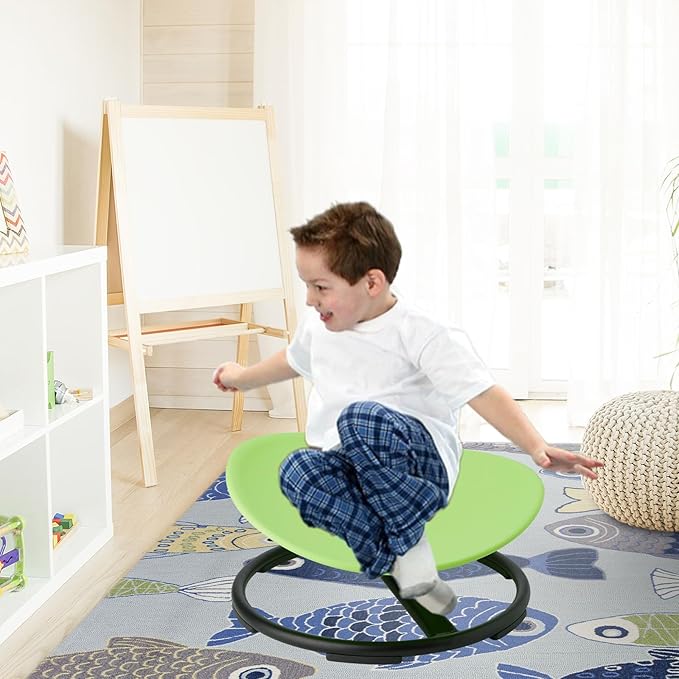 Swivel Sensory Spinning, Autism Children's Chair, Boost Balance in Kids,Non-Slip, Green