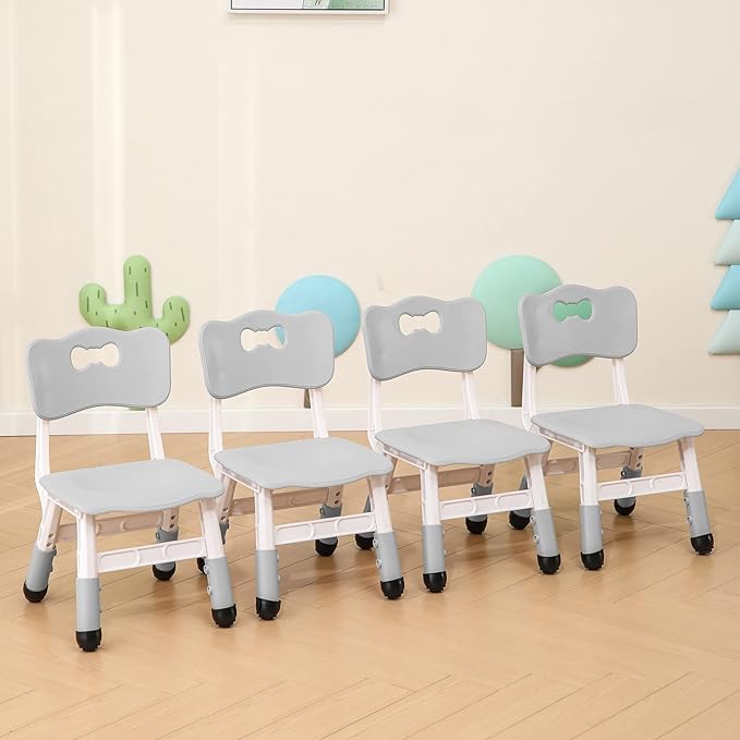 Kids' Desk Chairs Adjustable Height is Suitable for Children's Chairs Used in Families, Schools and Day-Care Between 2-10 Years Old The Max Bearing Capacity is 220LB(4PCS-Grey)