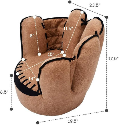 Fireflowery Kid Baseball Chair, Toddler Chair with Baseball Glove Design, Baseball Bean Bag Chair for Playroom, Gift for 3-5 Years Boys and Girls, 23.5” x 19.5” x 17.5