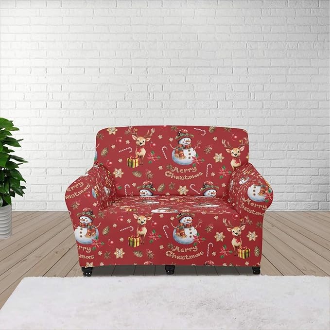 FKELYI Christmas Ornaments Sofa Slipcover Stretch Sofa Couch Cover for Indoor Non-Slip Furniture Protector Washable Sofa Slipcovers S