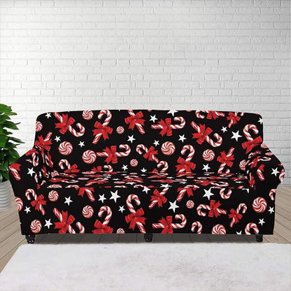 FKELYI Christmas Easy Going Stretch Sofa Slipcover Candy Cane Sofa Couch Cover Non-Slip Sofa Slipcovers Washable Furniture Protector XL