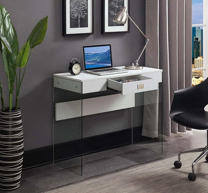 Convenience Concepts SoHo 1 Drawer Glass 36 inch Desk, White