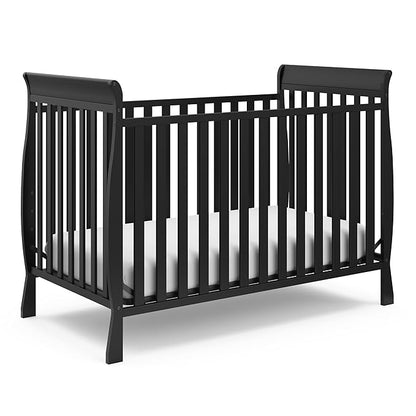 Storkcraft Maxwell Convertible Crib (Black) – GREENGUARD Gold Certified, Converts to Toddler Bed and Daybed, Fits Standard Full-Size Crib Mattress, Classic Crib with Traditional Sleigh Design