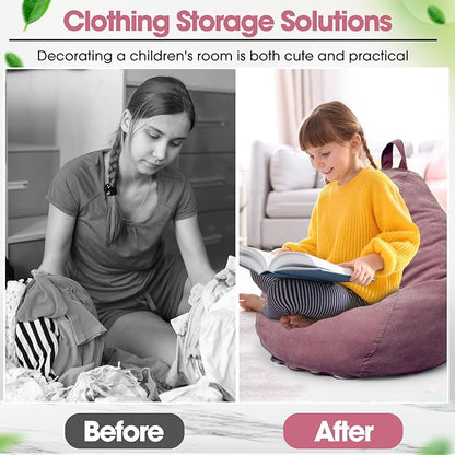 2 Pcs 100L Stuffed Animal Storage Bean Bag Chair Cover (No Filler) for Kids Soft Corduroy Stuffable Bean Bag Zipper for Organizing Children Plush Toys(Dusty Pink)