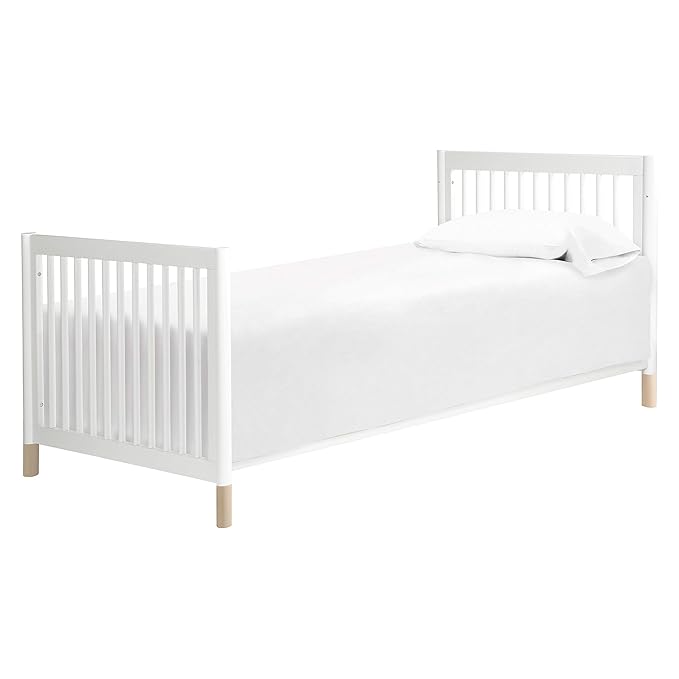 Babyletto Gelato 4-in-1 Convertible Mini Crib in White and Washed Natural, Greenguard Gold Certified