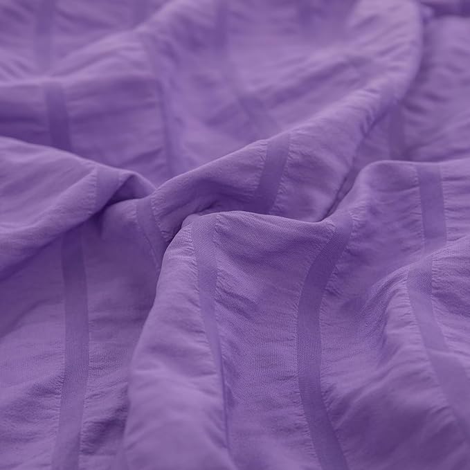 Twin Bed in a Bag Purple Seersucker Comforter Set 5-Pieces Microfiber Lightweight Comforter All Season Bedding Sets with Comforter,Flat Sheet,Fitted Sheet and Pillowcases