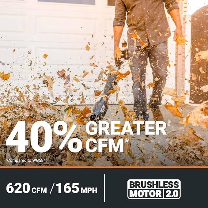 WORX Nitro 40V LEAFJET WG585 Leaf Blower Cordless with Battery & Charger, PowerShare, Blowers for Lawn Care Up to 165 MPH 620 CFM, Lightweight with High-Power Turbine Fan and Brushless Motor