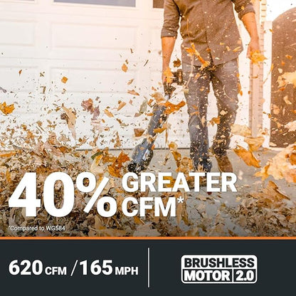WORX Nitro 40V LEAFJET WG585 Leaf Blower Cordless with Battery & Charger, PowerShare, Blowers for Lawn Care Up to 165 MPH 620 CFM, Lightweight with High-Power Turbine Fan and Brushless Motor