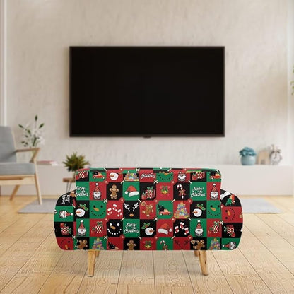 FKELYI Cute Christmas Furniture Protector Easy Going Stretch Sofa Slipcover Non-Slip Sofa Couch Cover Washable Sofa Slipcovers L