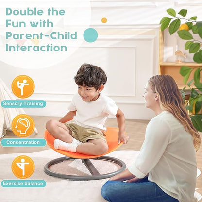 Sensory Spinning Chair for Autism Kids Sit and Spin Chair for Kids ADHD Chair Training Body Coordination Kids Swivel Chair Autism Sensory Products (Orange)
