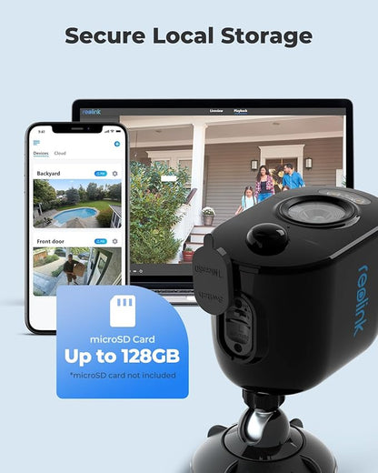 REOLINK 5MP Solar Security Cameras Outdoor Wireless, Spotlight Color Night Vision, 2.4G/5Ghz WiFi Home Surveillance, Solar/Battery Powered, Human/Car Detection, Local Recording, Argus 3 Pro Kit Black