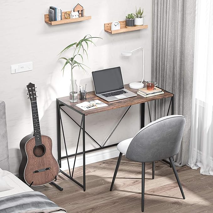 NWCD3D Folding Computer Desk, Brown