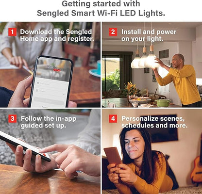 Sengled Smart Light Bulb, WiFi Light Bulbs That Work with Alexa & Google Home, No Hub Required, Smart LED Light Bulb A19 Soft White (2700K), 2 Pack