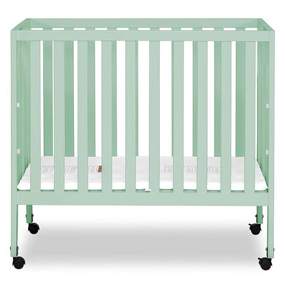 Jett Non-Full Size Folding Convertible Crib, Lightweight Portable Crib, Three Adjustable Mattress Height Settings, Easy to Fold Travel Crib, 1.5” Mattress Pad Included