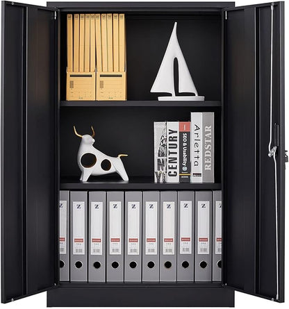 41.97" Metal Storage Doors and Adjustable Shelf,Folding Filing Cabinets w/Solid Steel Tube Locking Shaft,for Home Office,School,Garage,Black