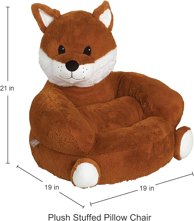 Trend Lab Fox Toddler Chair Plush Character Kids Chair Comfy Furniture Pillow Chair for Boys and Girls, 21 x 19 x 19 inches