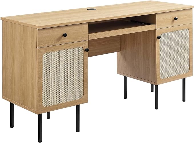 Modway Chaucer Modern Wood Grain Computer Office Desk, Oak
