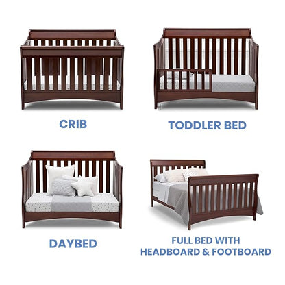 Delta Children Bentley S Series 4-in-1 Crib, Chocolate + Serta Perfect Slumber Dual Sided Recycled Fiber Core Crib and Toddler Mattress (Bundle)
