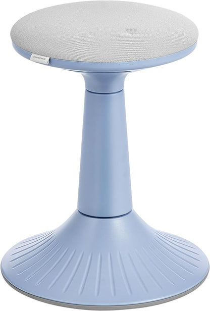 SONGMICS Kids Wobble Chair, Wiggle Stool for Kids Ages 8-12, Comfortable 60D Foam Seat, Breathable Fabric, Anti-Slip Base, 18.1-Inch High, Tool-Free Assembly, Pale Blue and Dove Gray UOSC010Q01