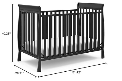 Storkcraft Maxwell Convertible Crib (Black) – GREENGUARD Gold Certified, Converts to Toddler Bed and Daybed, Fits Standard Full-Size Crib Mattress, Classic Crib with Traditional Sleigh Design