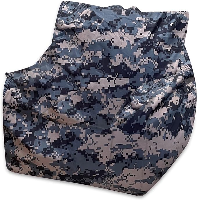 Posh Creations Structured Comfy Bean Bag Chair for Gaming, Reading and Watching TV, Newport Chair, Nylon - Camo Digital