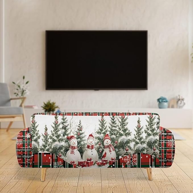 FKELYI Christmas Decorations Sofa Couch Cover Comfortable Furniture Protector Easy Going Stretch Sofa Slipcover with Elastic Bottom XL