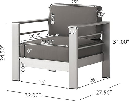Christopher Knight Home Cape Coral Outdoor Chat Set with Fire Table, 5-Pcs Set, Khaki / Light Grey