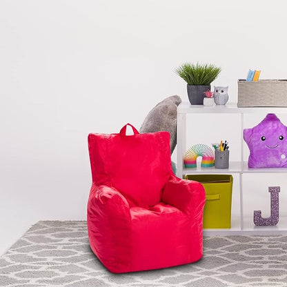 Posh Creations Bean Bag Structured Seat for Toddlers and Kids, Comfy Chair for Children, Pasadena, Red