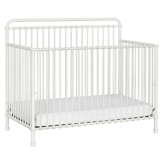 Namesake Winston 4-in-1 Convertible Metal Crib in Washed White, Greenguard Gold Certified