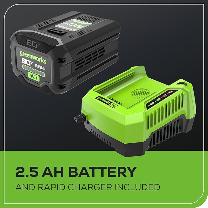 Greenworks 80V 700 CFM Cordless Leaf Blower, 2.5Ah Battery and 45 Minute Rapid Charger