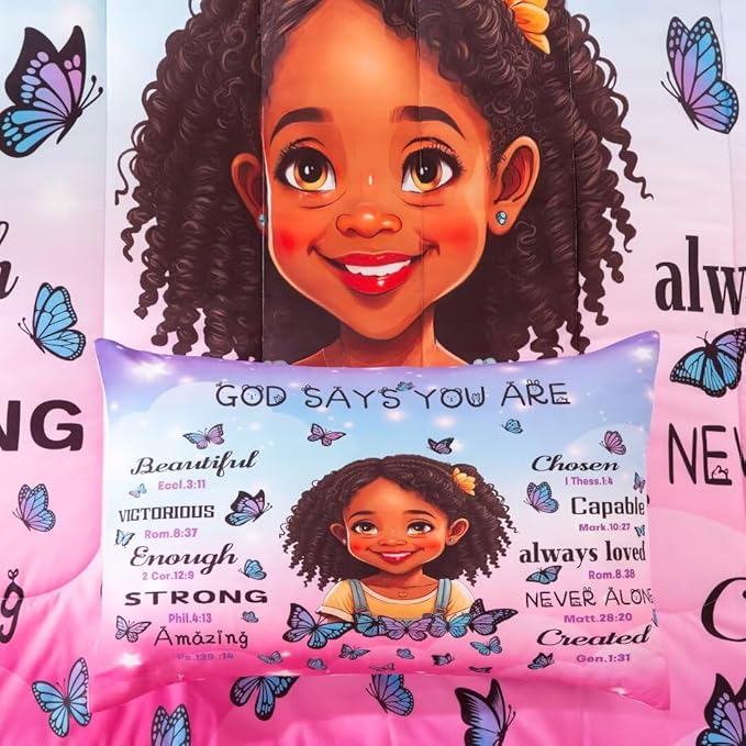 Black Girl Comforter Set Queen for Kids Teens,God Says You are Comforter Set for Black Women,Black Girl Magic Bedding Set,African American Girl Bed Bedroom Set
