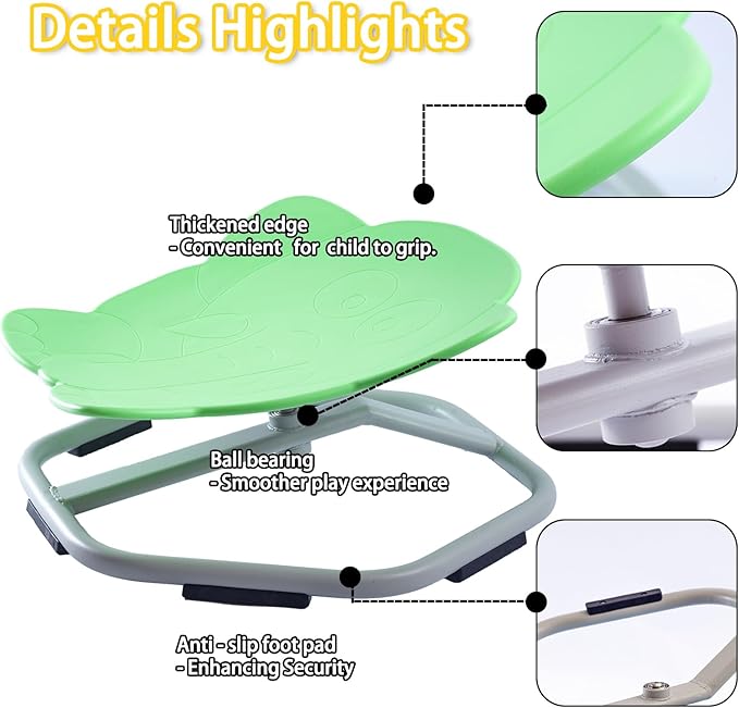 Autism Kids Swivel Chair, Spinning Chair for Kids Sensory, Kids Swivel Chair Sensory, Sensory Toy Chair, Carousel Spin Sensory Chair, Training Body Coordination (Light green)