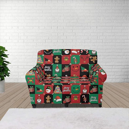 FKELYI Cute Christmas Furniture Protector Easy Going Stretch Sofa Slipcover Non-Slip Sofa Couch Cover Washable Sofa Slipcovers S