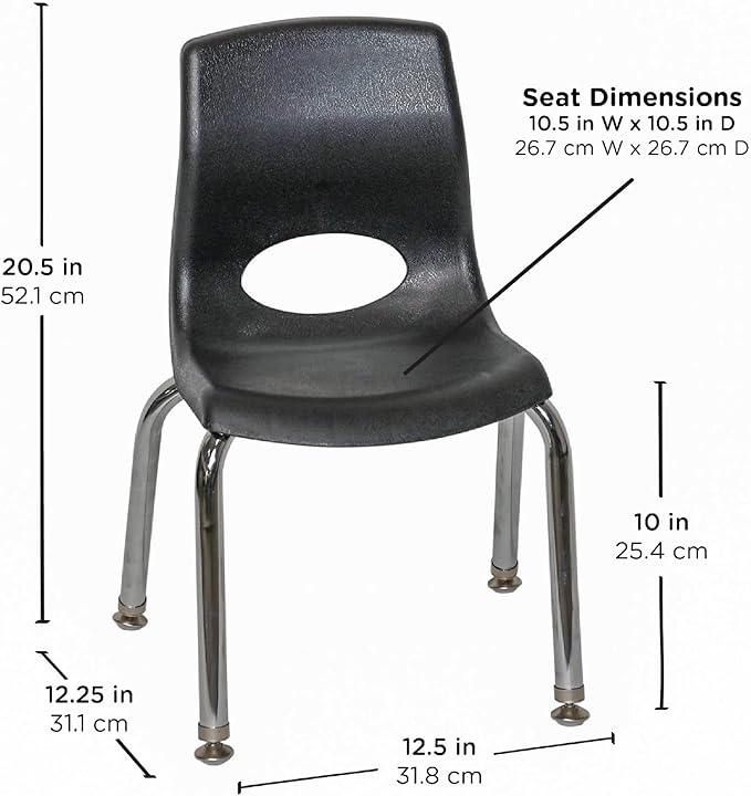 Angeles H, Black with Chrome Legs MyPosture Children's Chair, 10-inch
