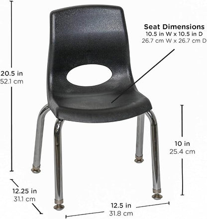 Angeles H, Black with Chrome Legs MyPosture Children's Chair, 10-inch