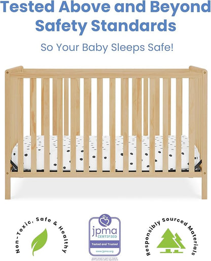 Delta Children Heartland 4-in-1 Convertible Crib, Natural + Twinkle Galaxy Crib and Toddler Mattress (Bundle)