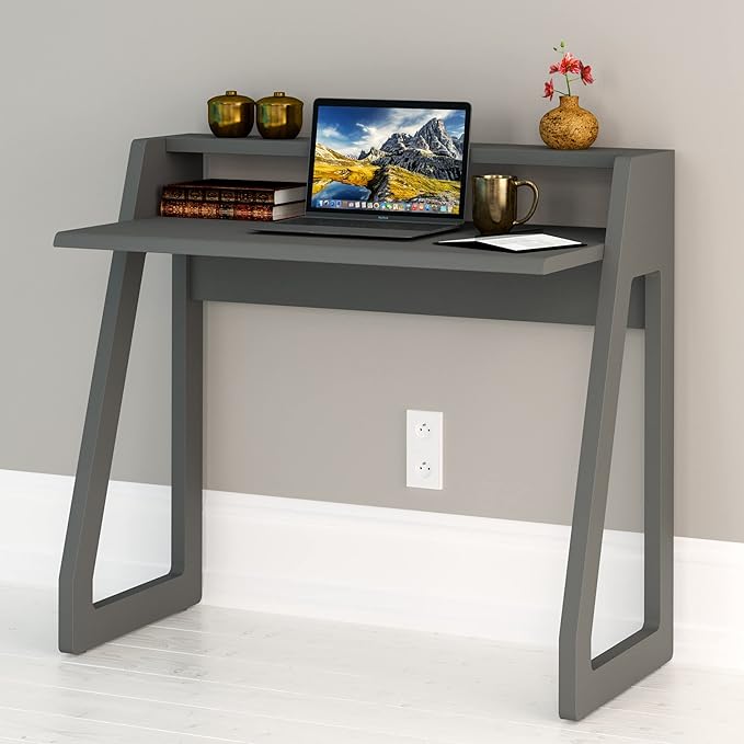 Computer Desk for Bedroom, Office & Small Spaces - Writing Desk Ideal for Students, Kids, Adults - Modern Design Compact Desk with Display Shelf