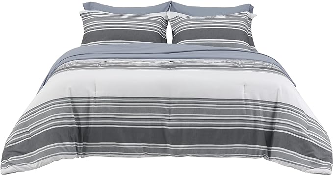 Bedsure Bed in a Bag King 7 Pieces - Striped Beddding sets, King Comforter Sets with Comforter, Fitted Sheet, Flat Sheet, Pillowcase & Shams