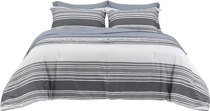 Bedsure Bed in a Bag King 7 Pieces - Striped Beddding sets, King Comforter Sets with Comforter, Fitted Sheet, Flat Sheet, Pillowcase & Shams