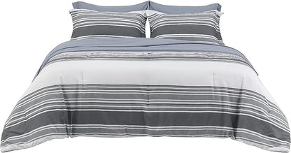 Bedsure Bed in a Bag Queen 7 Pieces - Striped Beddding sets, Queen Comforter Sets with Comforter, Fitted Sheet, Flat Sheet, Pillowcase & Shams
