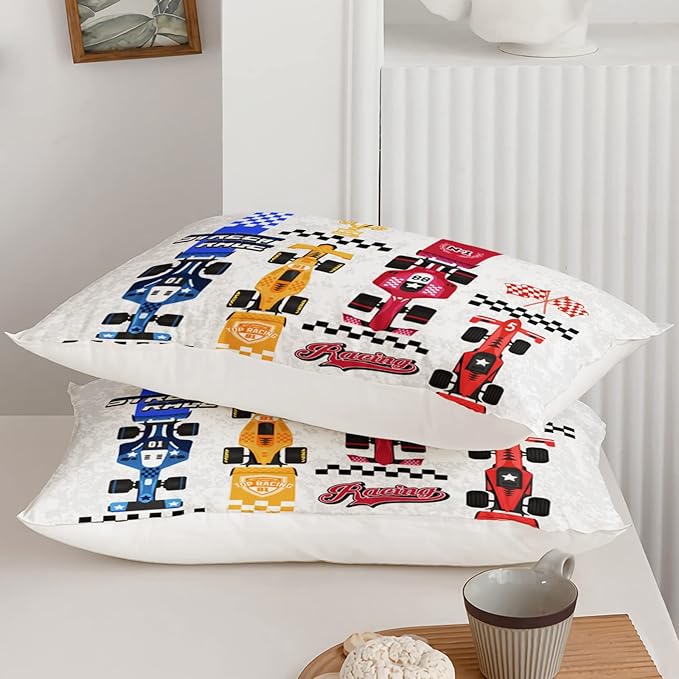 Axolotl Racing Car Comforter Set Twin Size,Colorful Sports Car Bedding Set for Kids Boys Teen Adult,Extreme Speed Race Bedding Sets Car Theme Bedroom Decor with 1 Comforter and 2 Pillowcases
