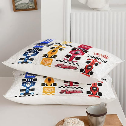 Axolotl Racing Car Comforter Set Twin Size,Colorful Sports Car Bedding Set for Kids Boys Teen Adult,Extreme Speed Race Bedding Sets Car Theme Bedroom Decor with 1 Comforter and 2 Pillowcases