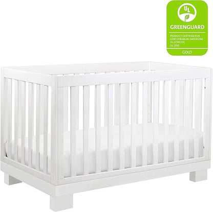Babyletto Modo 3-in-1 Convertible Crib with Toddler Bed Conversion Kit in White, Greenguard Gold Certified